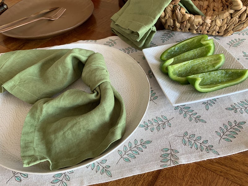 Eight Owls Linen Napkins â€“100% French Flax â€“ Stonewashed Pure Linen Cloth Napkins - Size 18 Inch x 18 Inch â€“ Set of 4 (Pepper Green) - Image 3